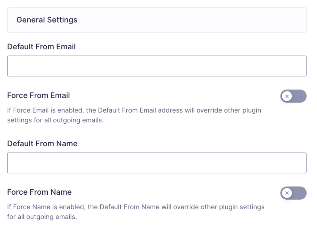 Image showing SendGrid General Settings.