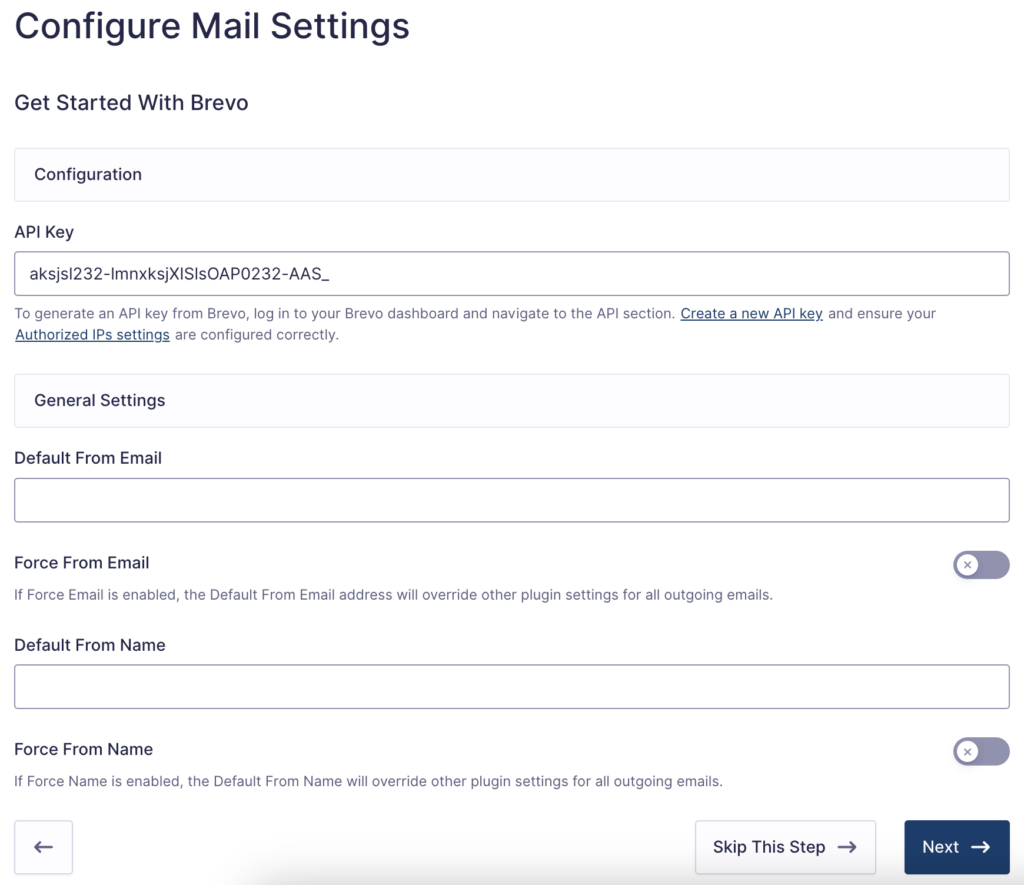 Image showing mail settings for the selected Gravity SMTP connection