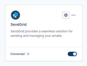 The SendGrid settings card 