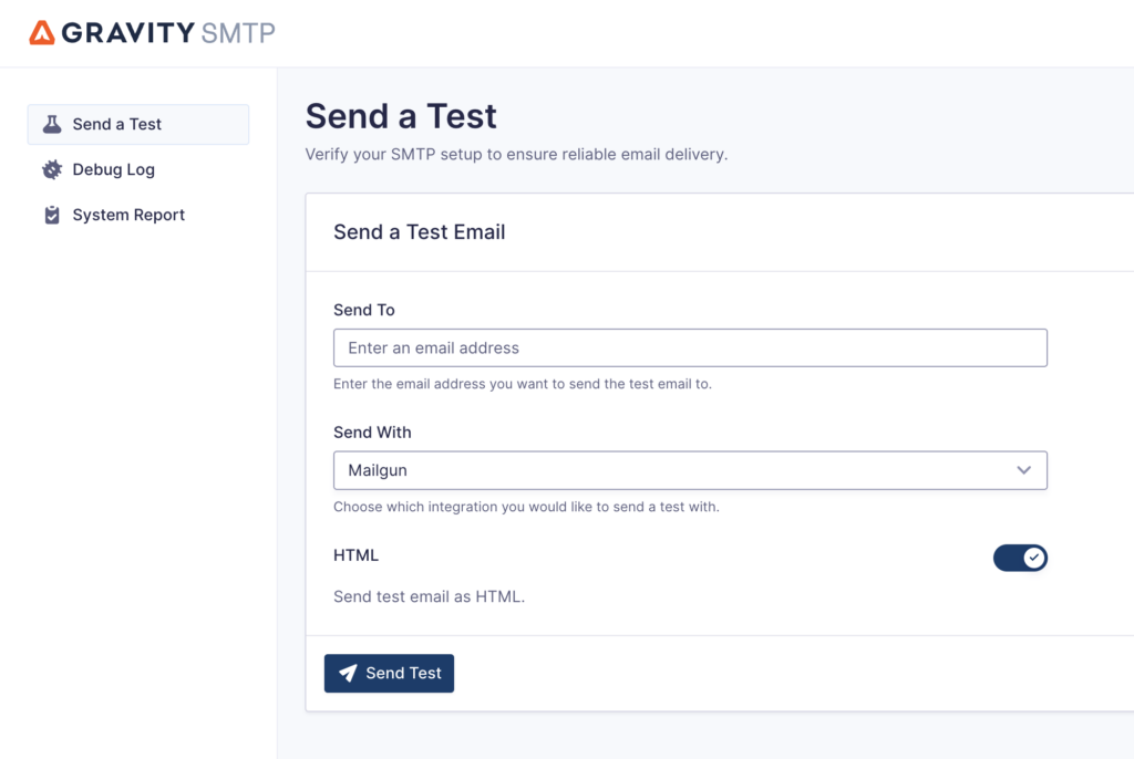 Image showing the Send a Test feature.