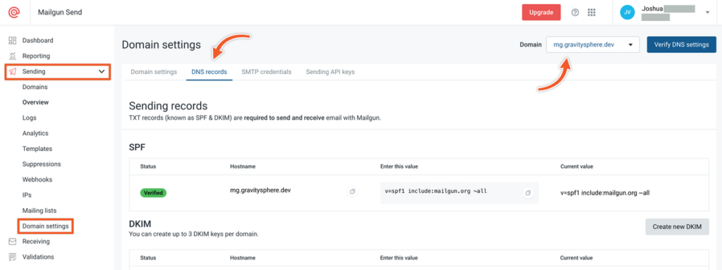 Adding and Verifying a Domain in Mailgun - Gravity SMTP Documentation