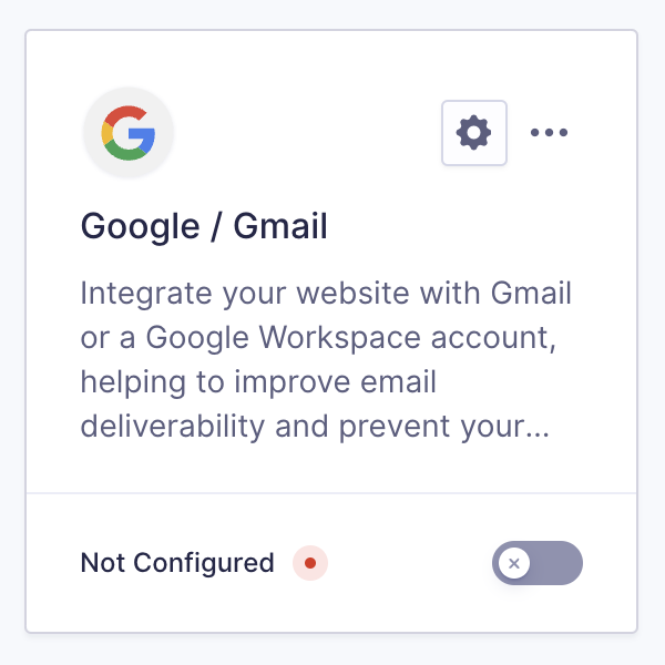 Image showing Google / Gmail integration card