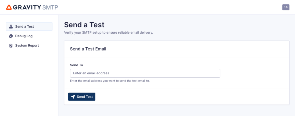 Send a Test Email within Tools menu for Gravity SMTP