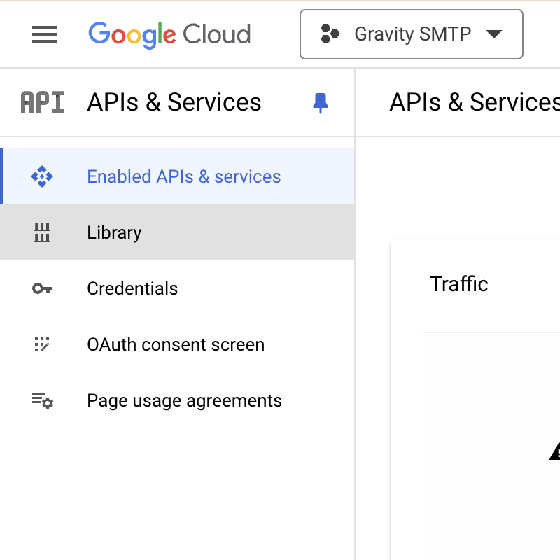 Image showing the Google Cloud Console Library menu