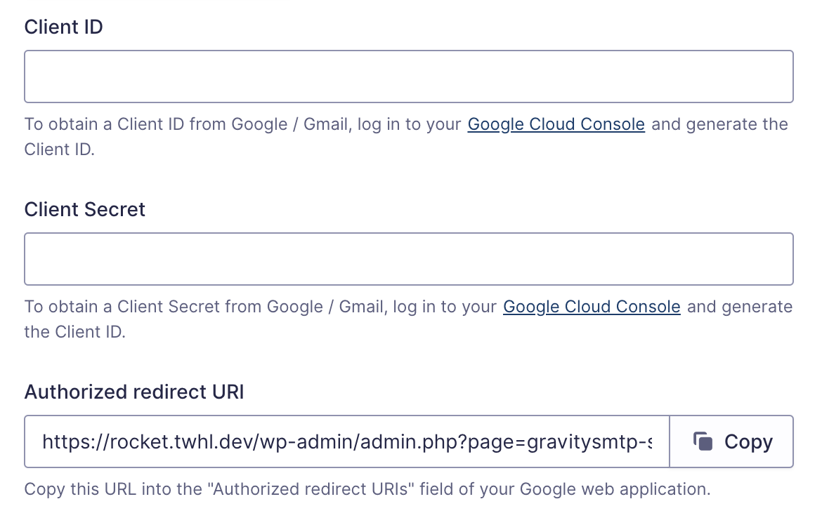 Google / Gmail Settings