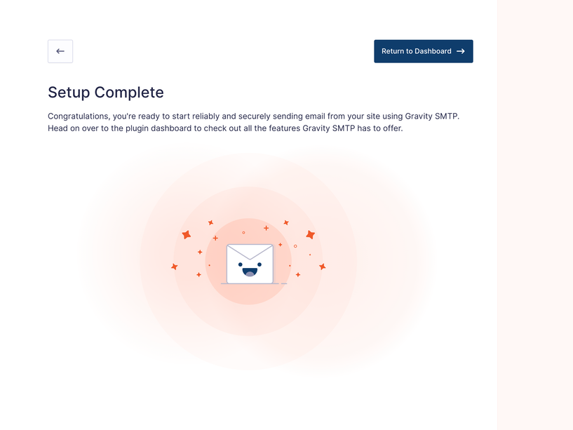 Image showing the setup complete screen for Gravity SMTP