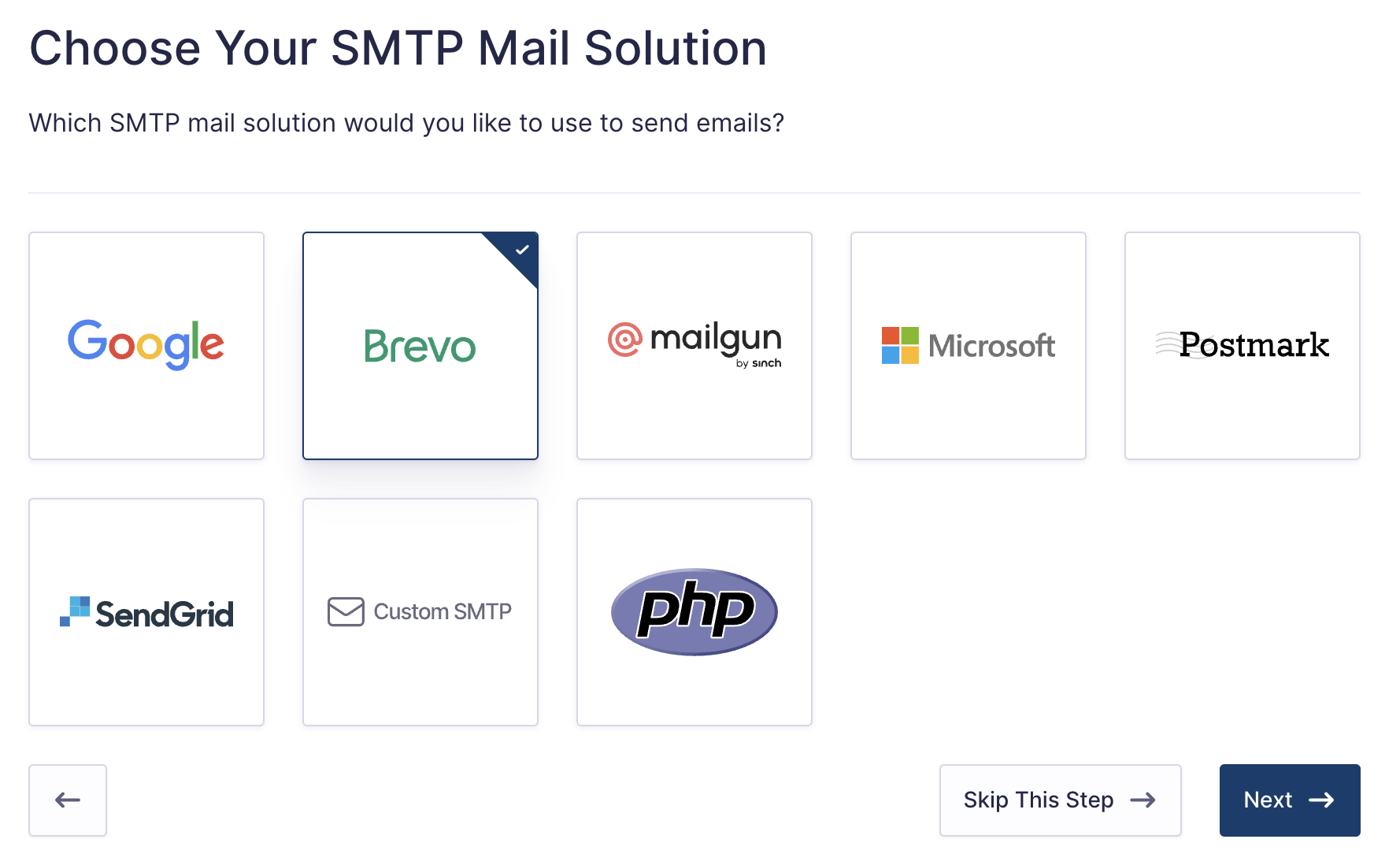 Image showing available connections for Gravity SMTP