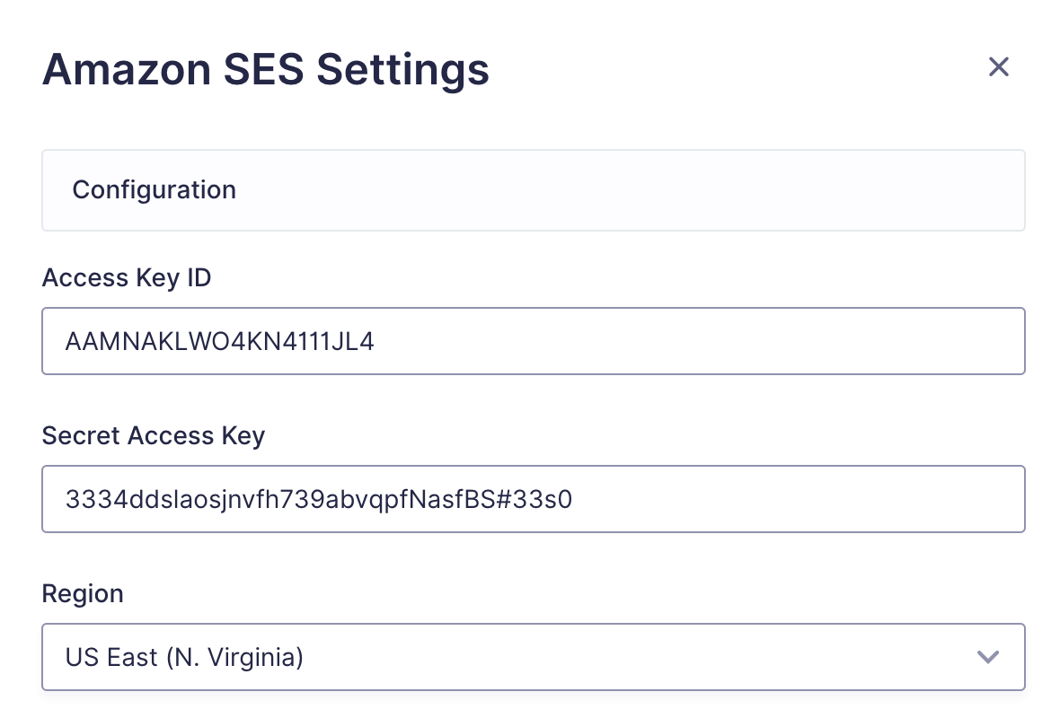 Amazon SES Settings Reference