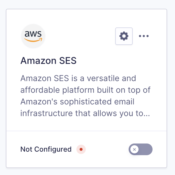 Image showing Amazon SES Integration card.