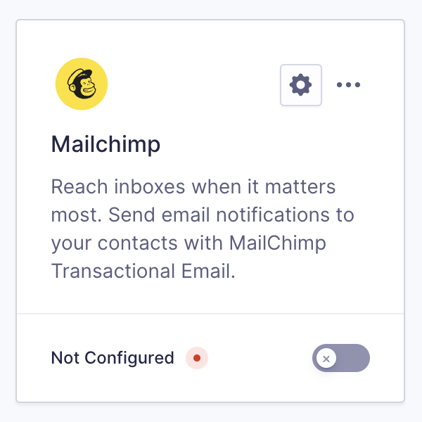 Image showing Mailchimp Transactional Integration card.