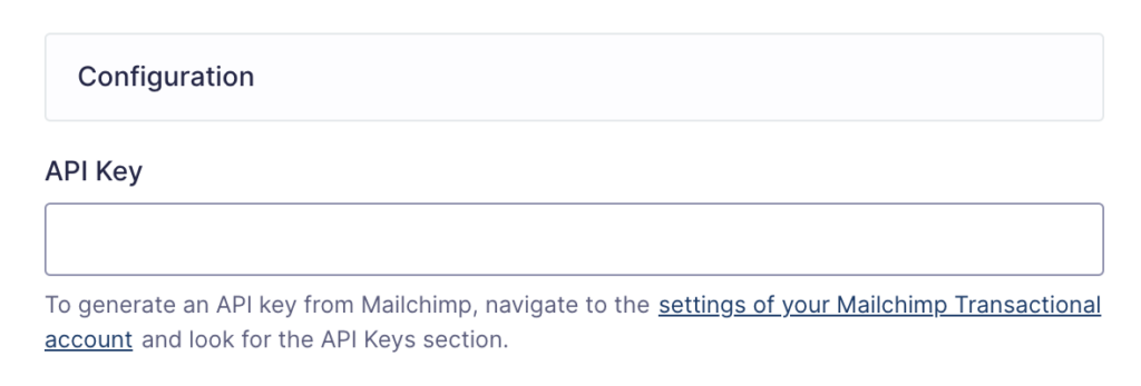 Mailchimp Transactional settings reference