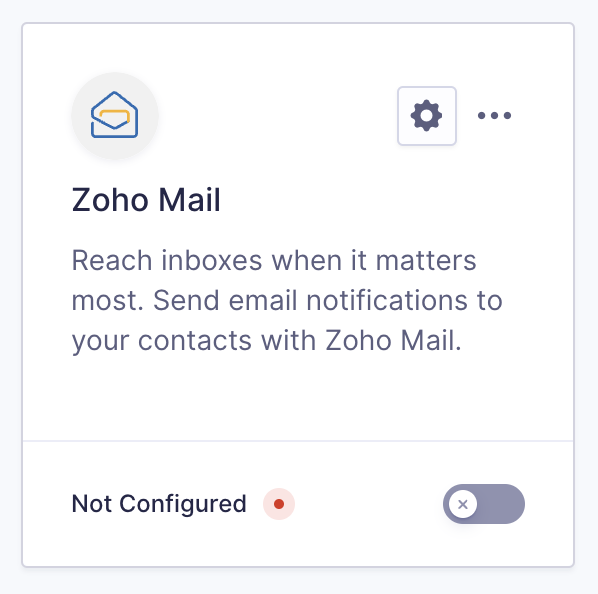 Image showing Zoho Mail integration card.