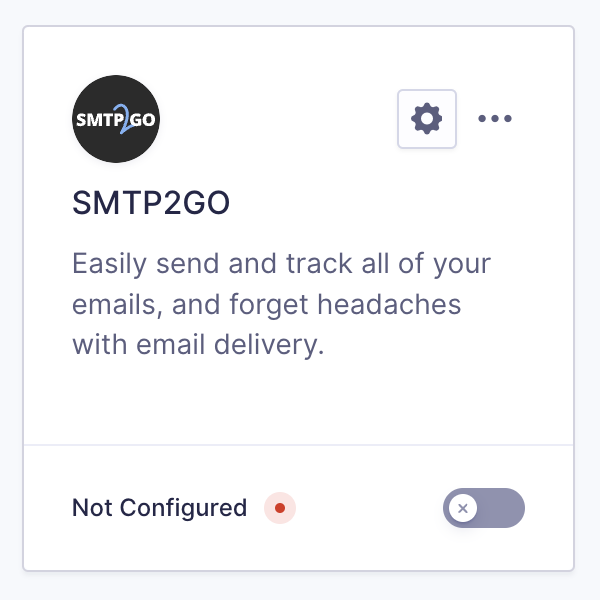 SMTP2GO integration card.