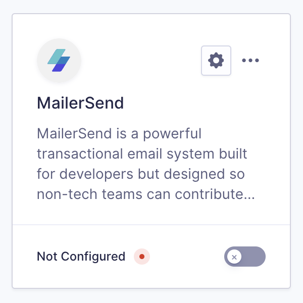MailerSend integration card.