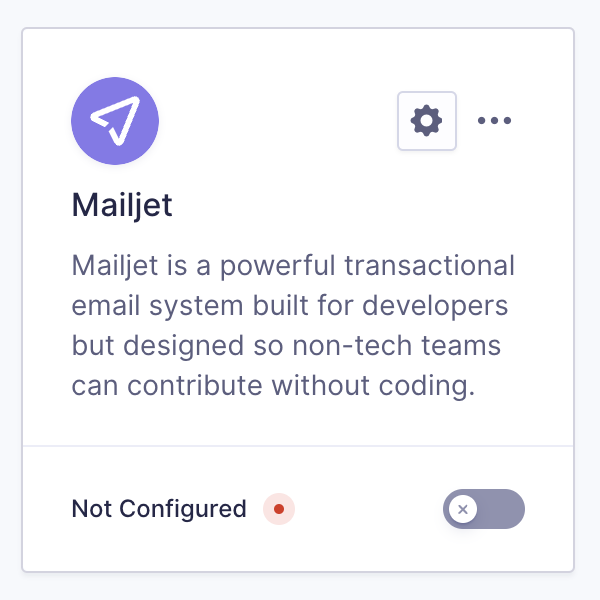 Mailjet integration card.