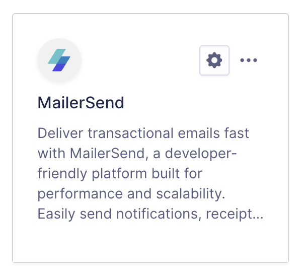 MailerSend integration card.