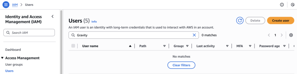 Image showing IAM Users