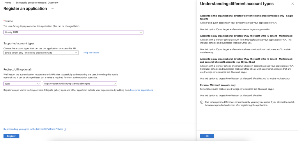 Image showing Azure Portal App Registration details