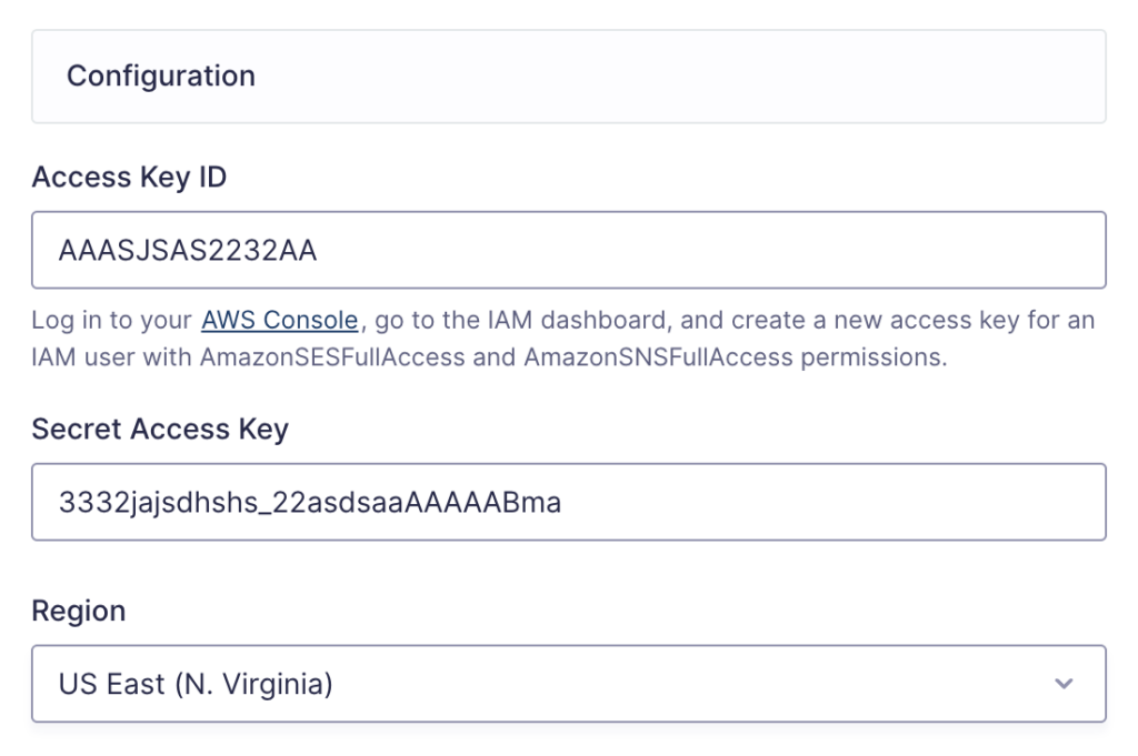 Amazon SES Settings Reference
