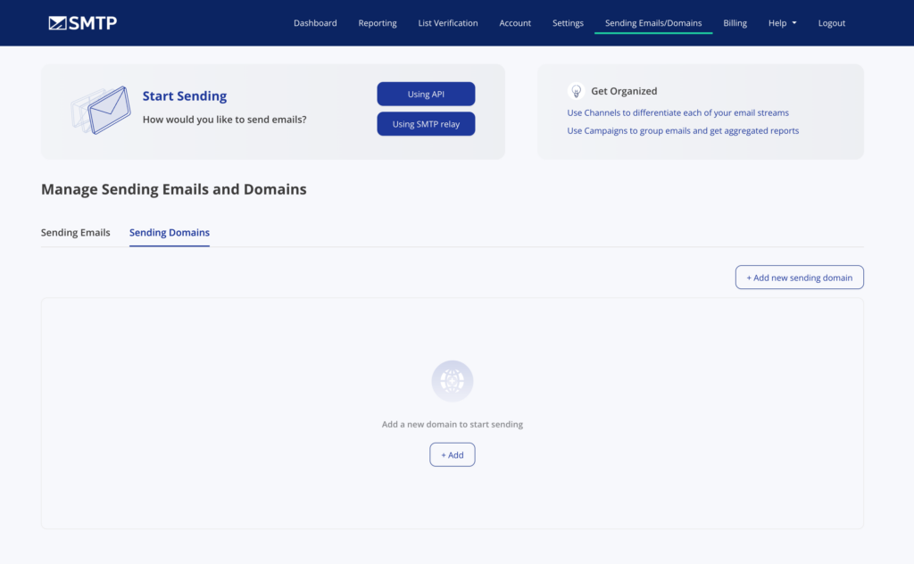 Image showing SMTP.com dashboard