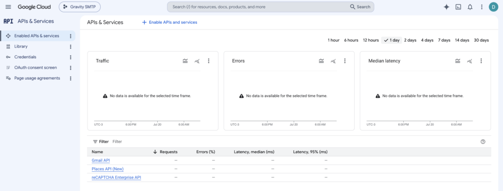 Image showing the Google Cloud Console Library menu