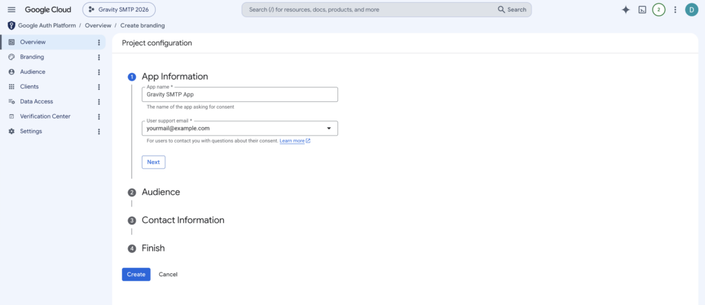Image showing the Google Auth Platform dashboard