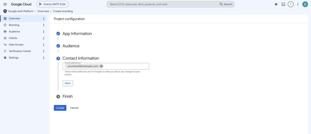 Image showing the Google Auth Platform dashboard